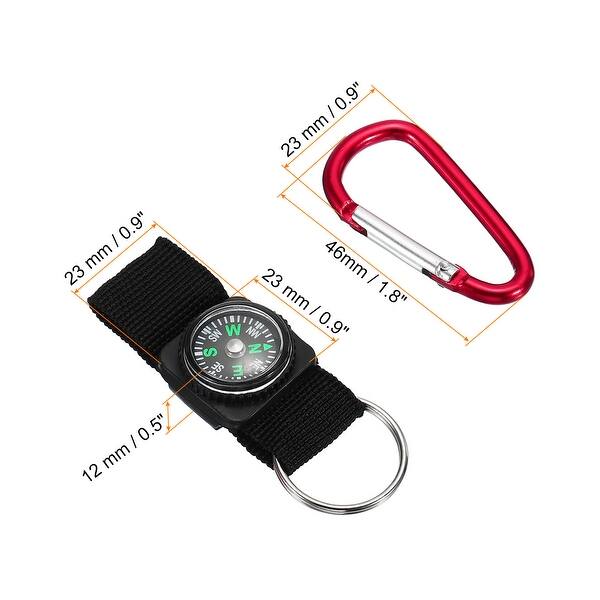 2Pcs Compass Keychain Belt Clip Camping Explorer Party Favors Red Black