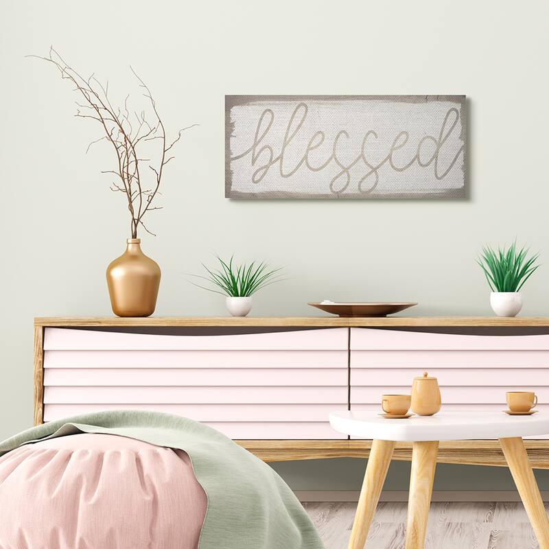 Stupell Charming Blessed Quote Wood Grain Pattern Canvas Wall Art