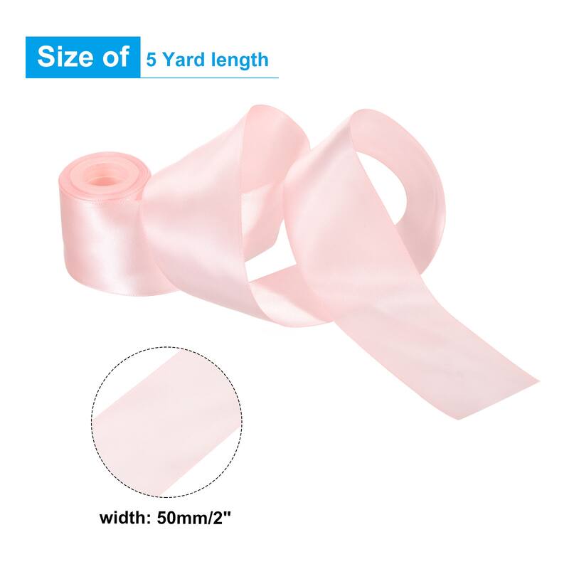 2" 5 Yard Double Faced Solid Satin Ribbon Polyester Fabric - Peach Pink