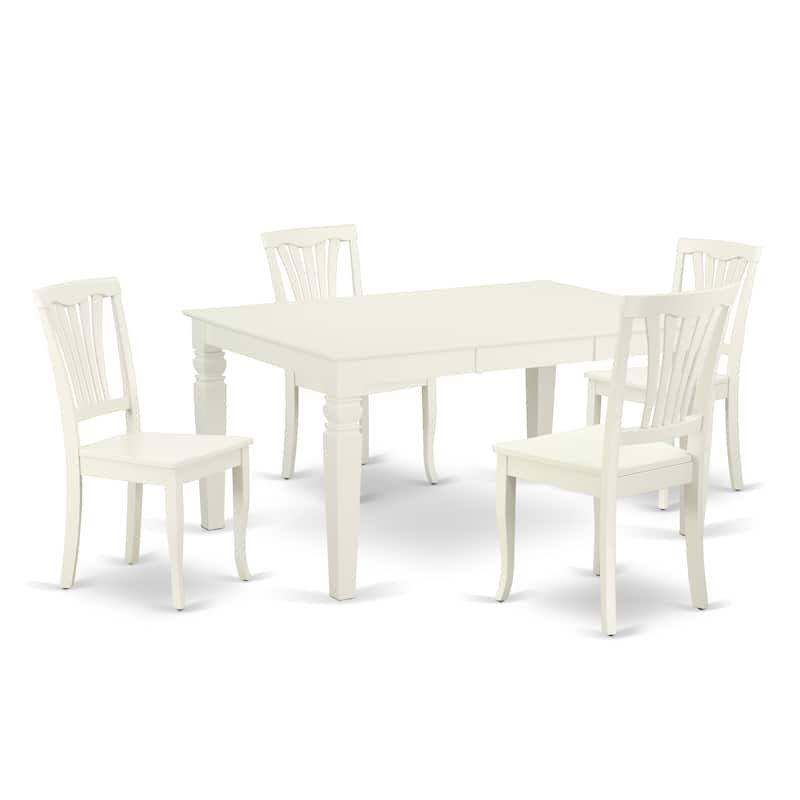East West Furniture Dining Set- a Dining Table and Wood Seat Chairs, Linen White(Pieces Options)