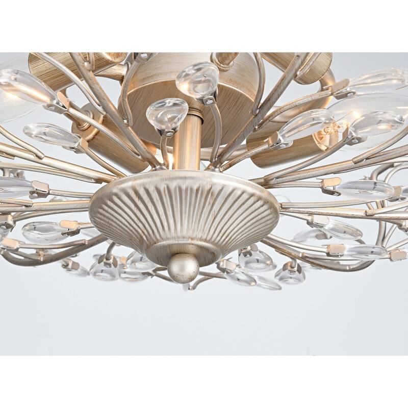 Flavia 4-light Crystal Beaded 9-Branch Semi-Flush Mount - 18 inches in diameter x 12 inches H