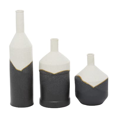 Ceramic Vase - Set of 3 Black - CosmoLiving by Cosmopolitan - 4"W x 4"L x 17"H