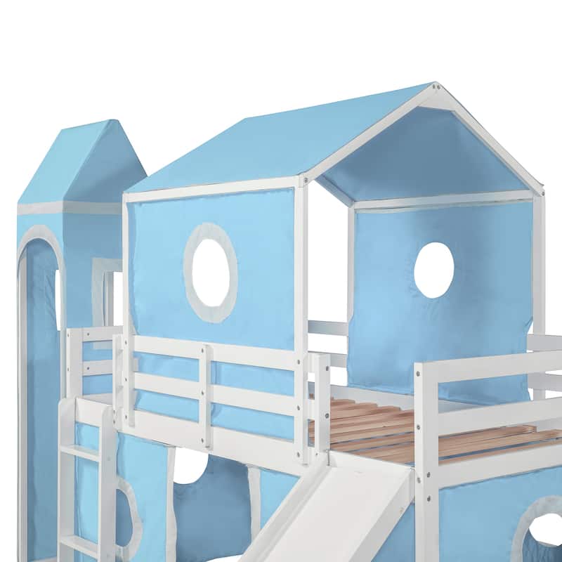 Loft Bed with Slide Tent and Tower