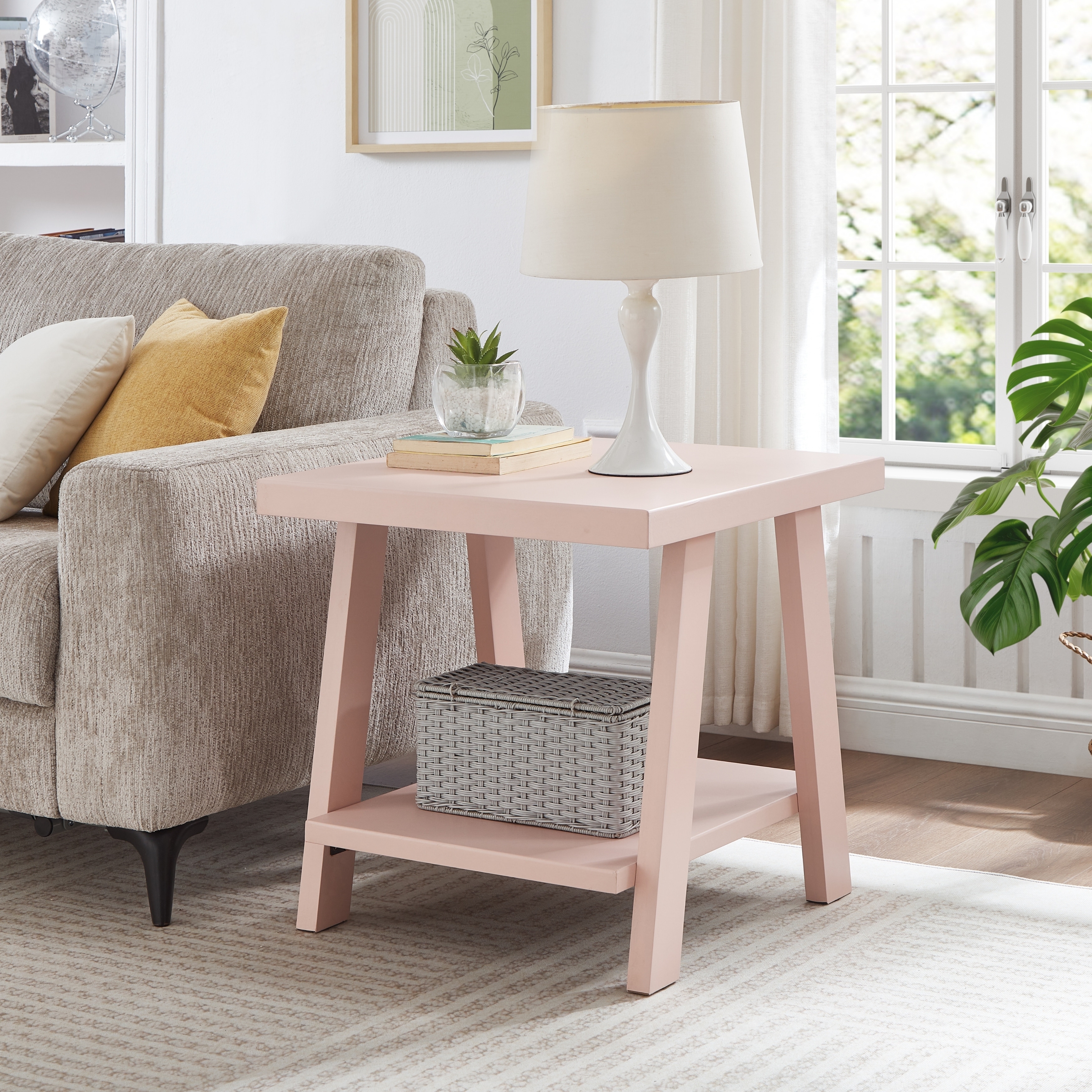 Roundhill Furniture Athens Contemporary Wood Shelf End Table