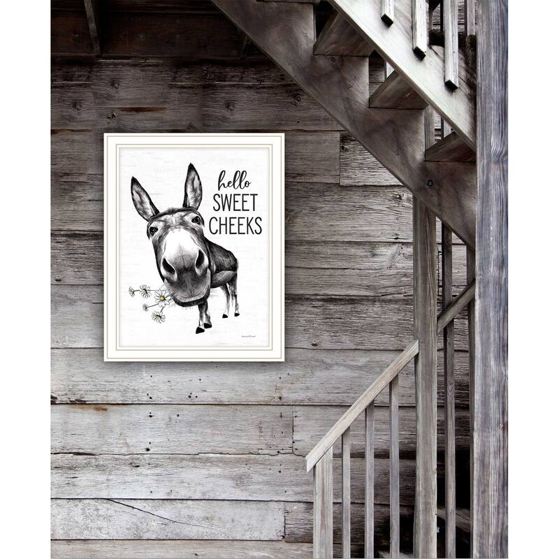 TrendyDecor4U Contemporary "Hello Sweet Cheeks Donkey" Framed Print Wall Art