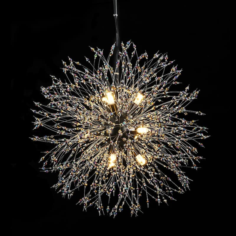 Black or Gold Modern Glam Starburst Firework Crystal Chandelier