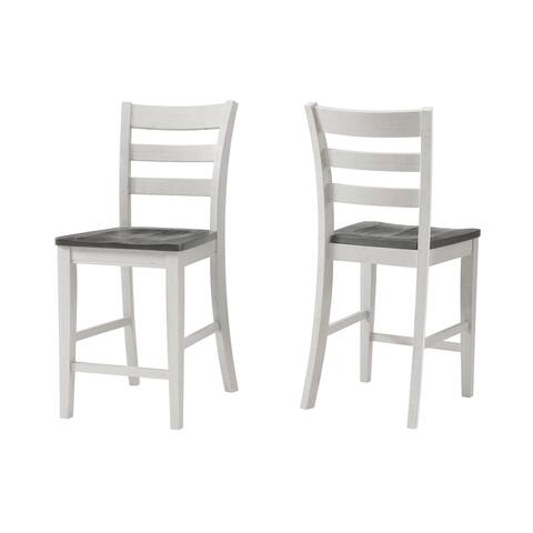 Monterey Solid Wood Counter Height Dining Chair (Set of 2), White Stain and Grey
