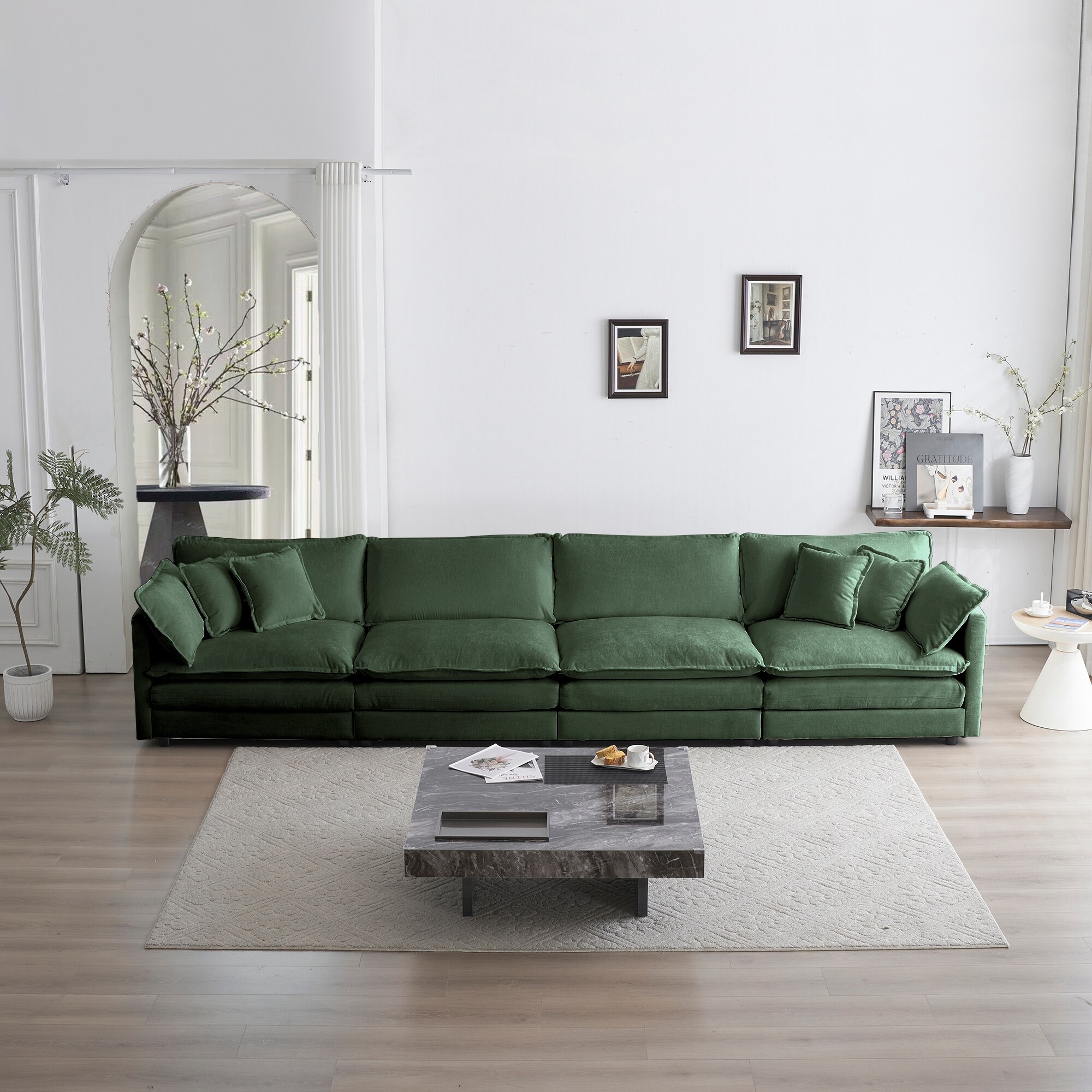 Green 4 seater sofa discount