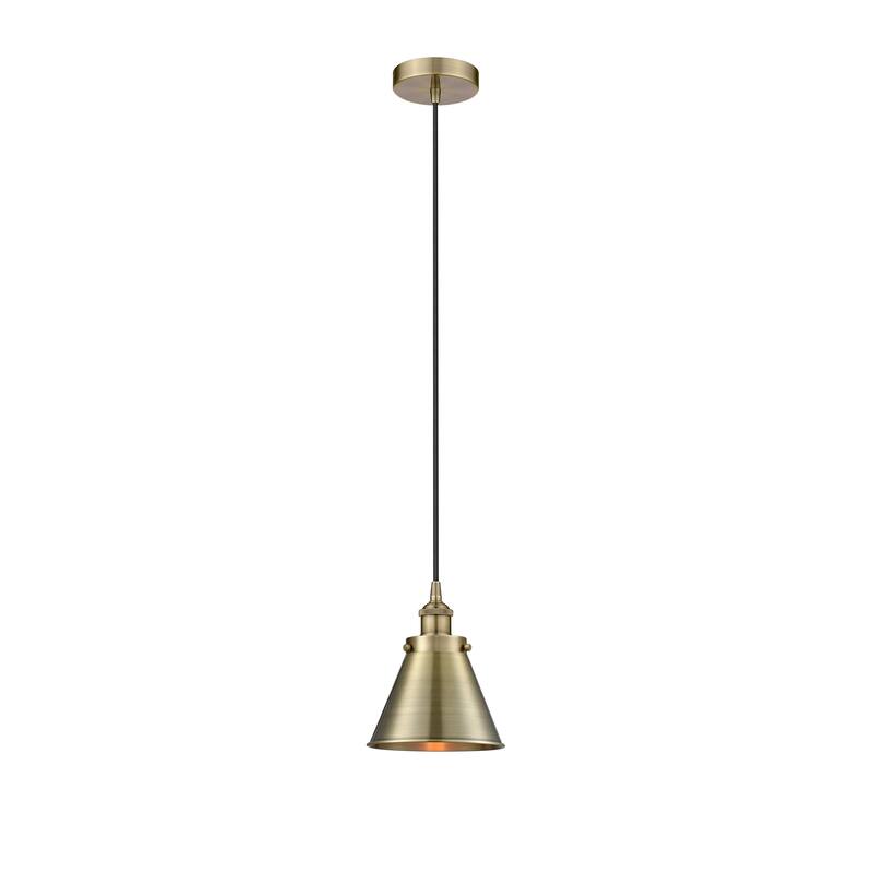 Innovations Lighting Appalachian - 1 Light 8" Cord Hung Mini Pendant - Antique Brass