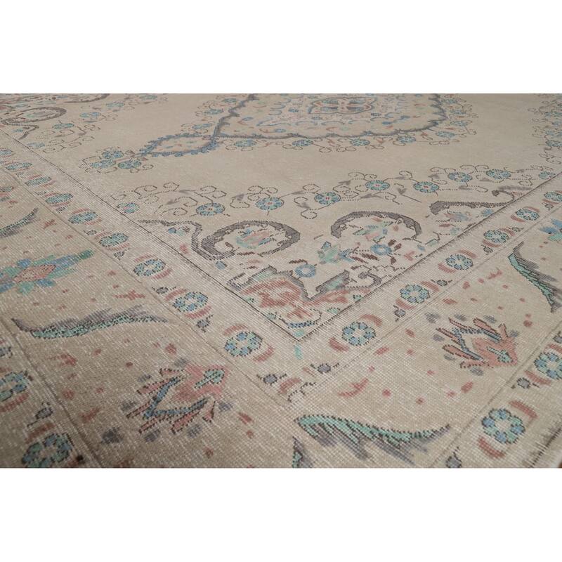 Geometric Tabriz Persian Area Rug Hand-Knotted Oriental Wool Carpet - 8'0"x 10'6"