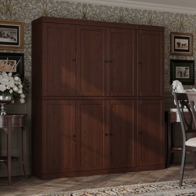 Palace Imports Premium 100% Solid European Oak Hardwood Modular Dining Room Cabinet with Shaker Doors - 64" Wide, 71.5" Tall
