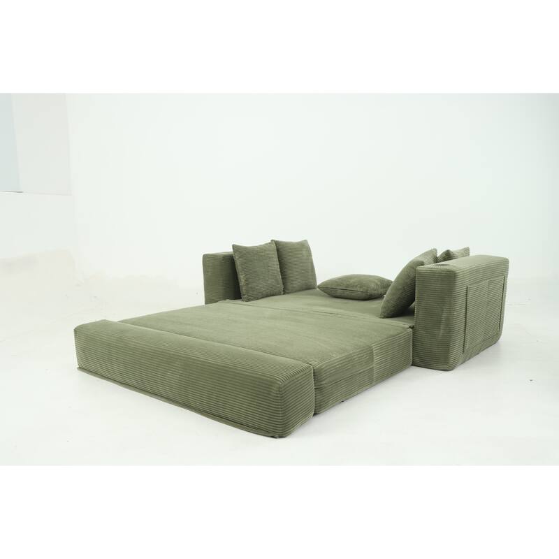 Convertible Sofa Bed, 76" Boneless Loveseat Couch 2 in 1 Foldable Floor Sofa Couch with 2 Cup Holders, Folding Sleeper Chair