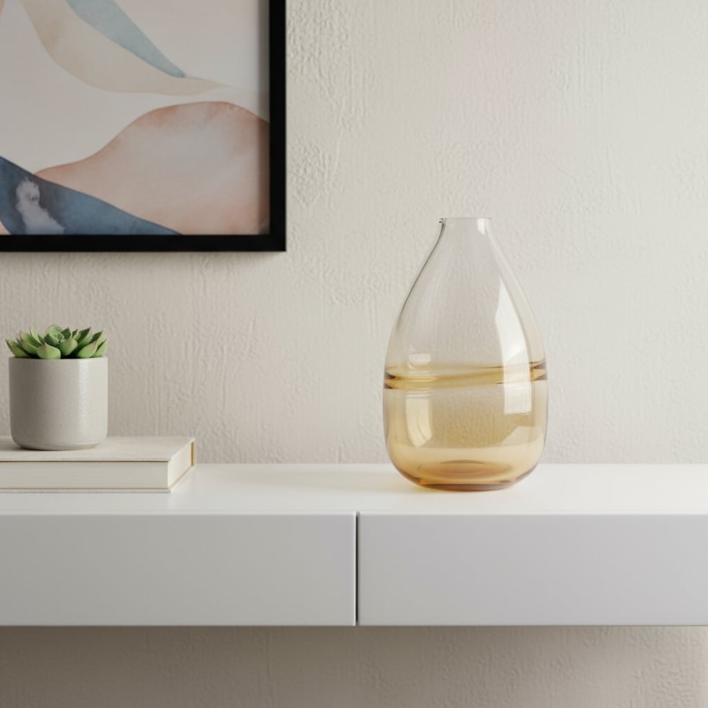 11" Clear And Amber Ombre Glass Round Table Vase - 7.10