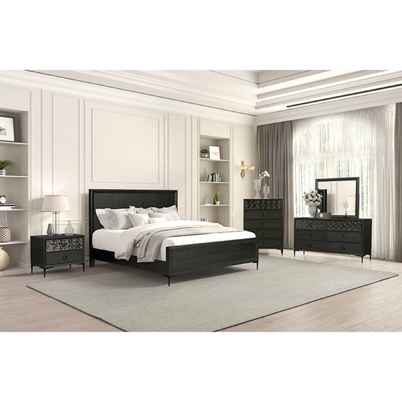 Kaira 5pc Queen Bedroom Set Chest, Nightstand Dresser, Espresso Brown