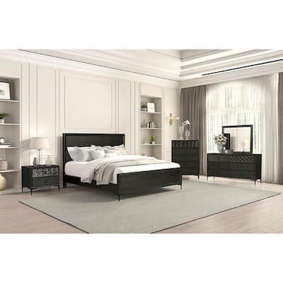 Kaira 5pc Queen Bedroom Set Chest, Nightstand Dresser, Espresso Brown