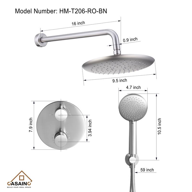 CASAINC Thermostatic Rain Shower Faucet