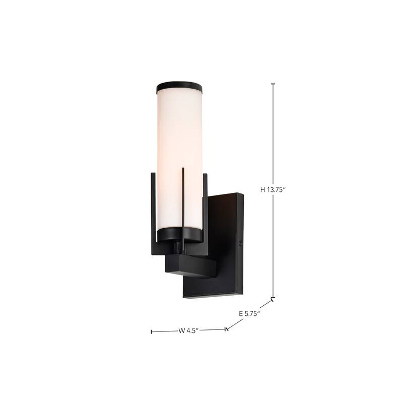 Roselle 1 Light Vanity Matte Black with White Glass - Matte Black