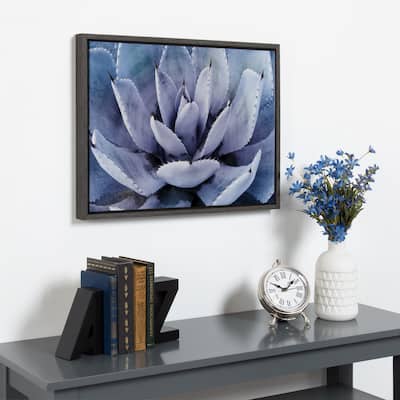 Kate and Laurel Sylvie Violet Cactus Framed Canvas by Amy Peterson