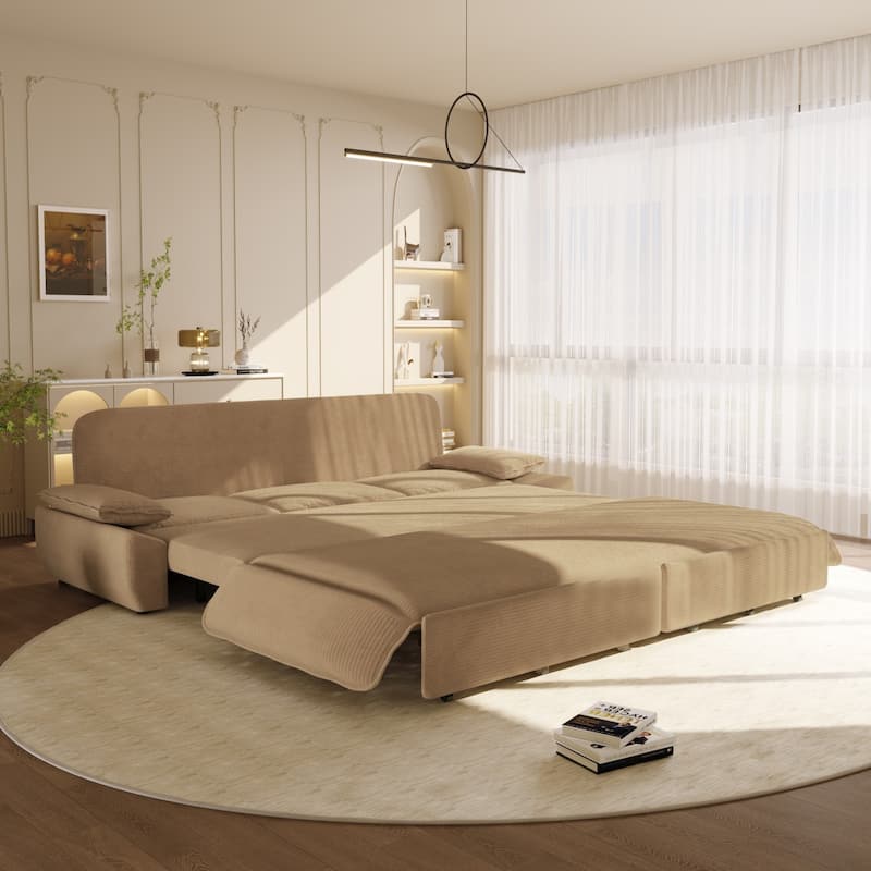 94.5" Corduroy Convertible Pull Out Sofa Bed
