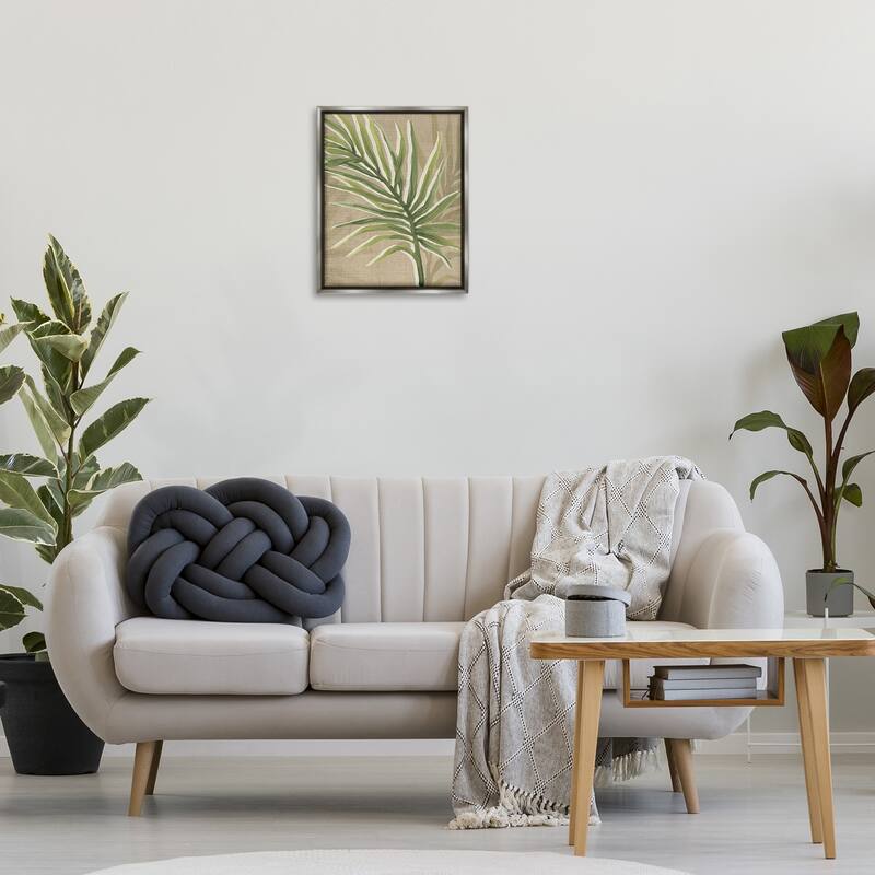 Stupell Natural Curved Palm Leaf Framed Floater Canvas Wall Art Design By June Erica Vess