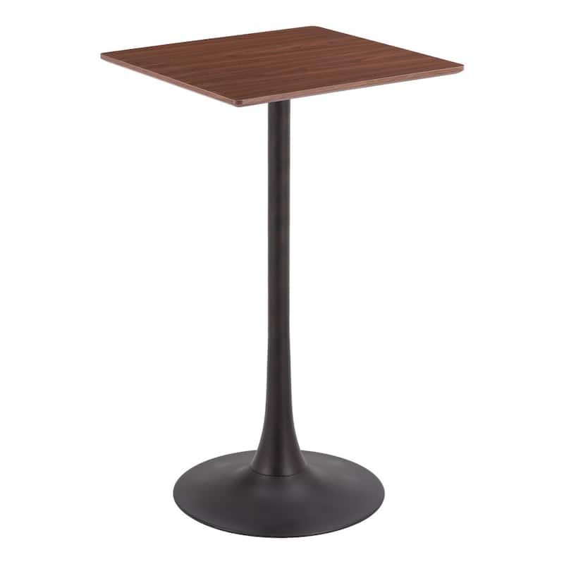HomeRoots 24" Brown and Black Wood and Steel Square Bar Table - 24.00 in. x 41.70 in. x 24.00 in.