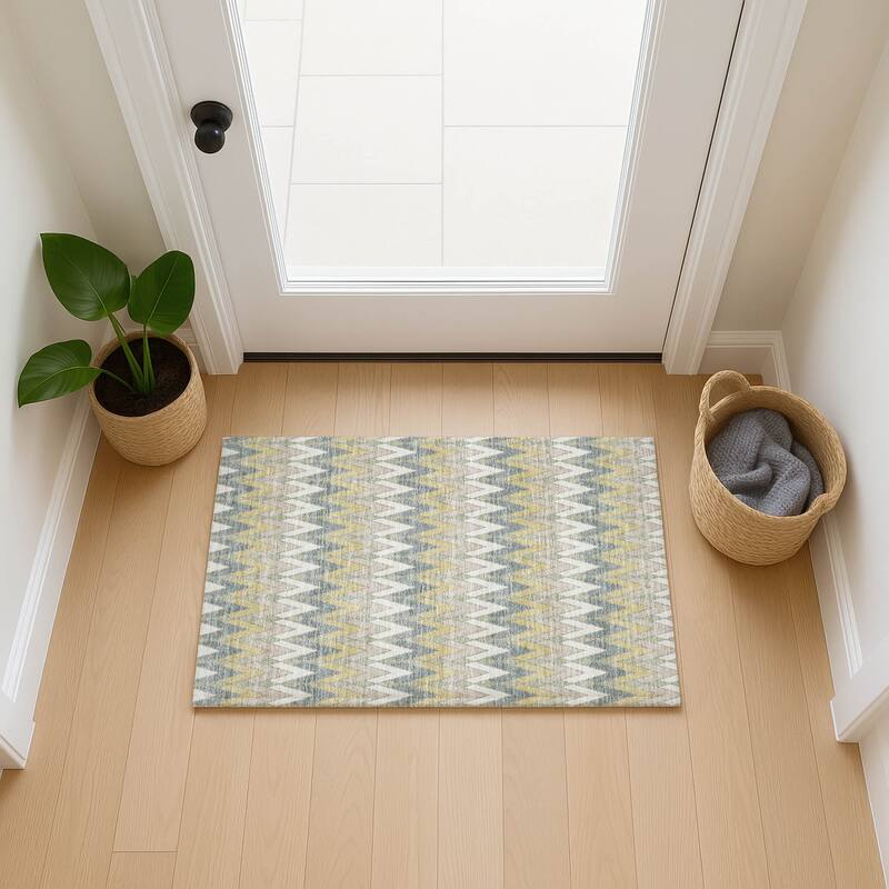 Machine Washable Indoor/ Outdoor Modern Baxter Chantille Rug