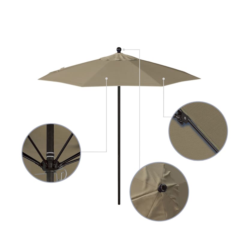 California Umbrella 7.5' Venture Series Patio Umbrella, Bronze Aluminum Pole Fiberglass Ribs Push Lift, Olefin Royal Blue