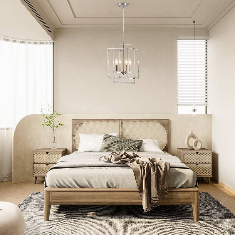 10.82inch Modern Cage 4-light Height Adjustable Metal frame chandelier for multiple spaces