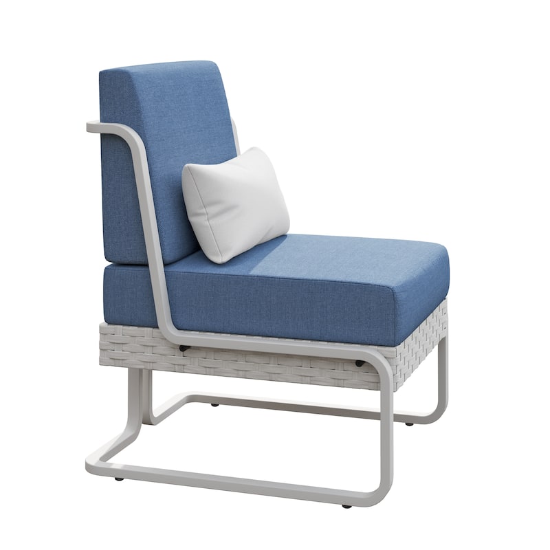 Corvus Akrotiri Outdoor Wicker Club Chair Set (Set of 2) with Olefin Cushions - Blue