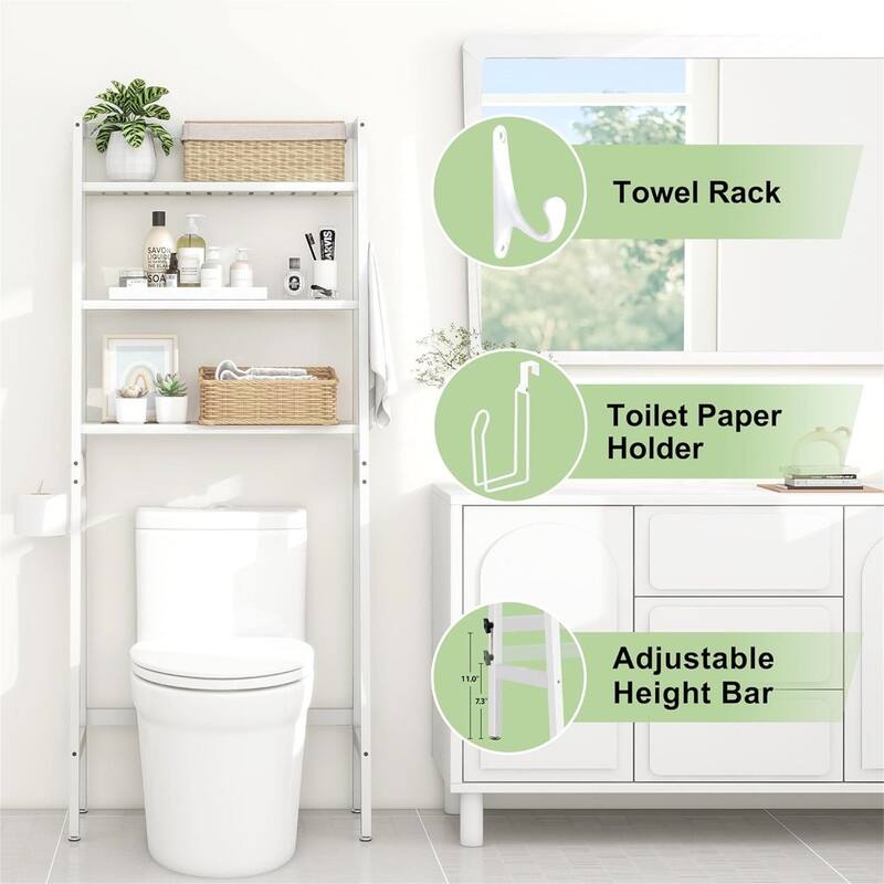 Over The Toilet Storage - 11.02"D x 25.59"W x 61.42"H