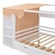 preview thumbnail 40 of 40, Full Size Wood House Bed with 2 Drawers and Shelves, Kids Platform Storage Bed Frame with Wardrobe and Small Curtain