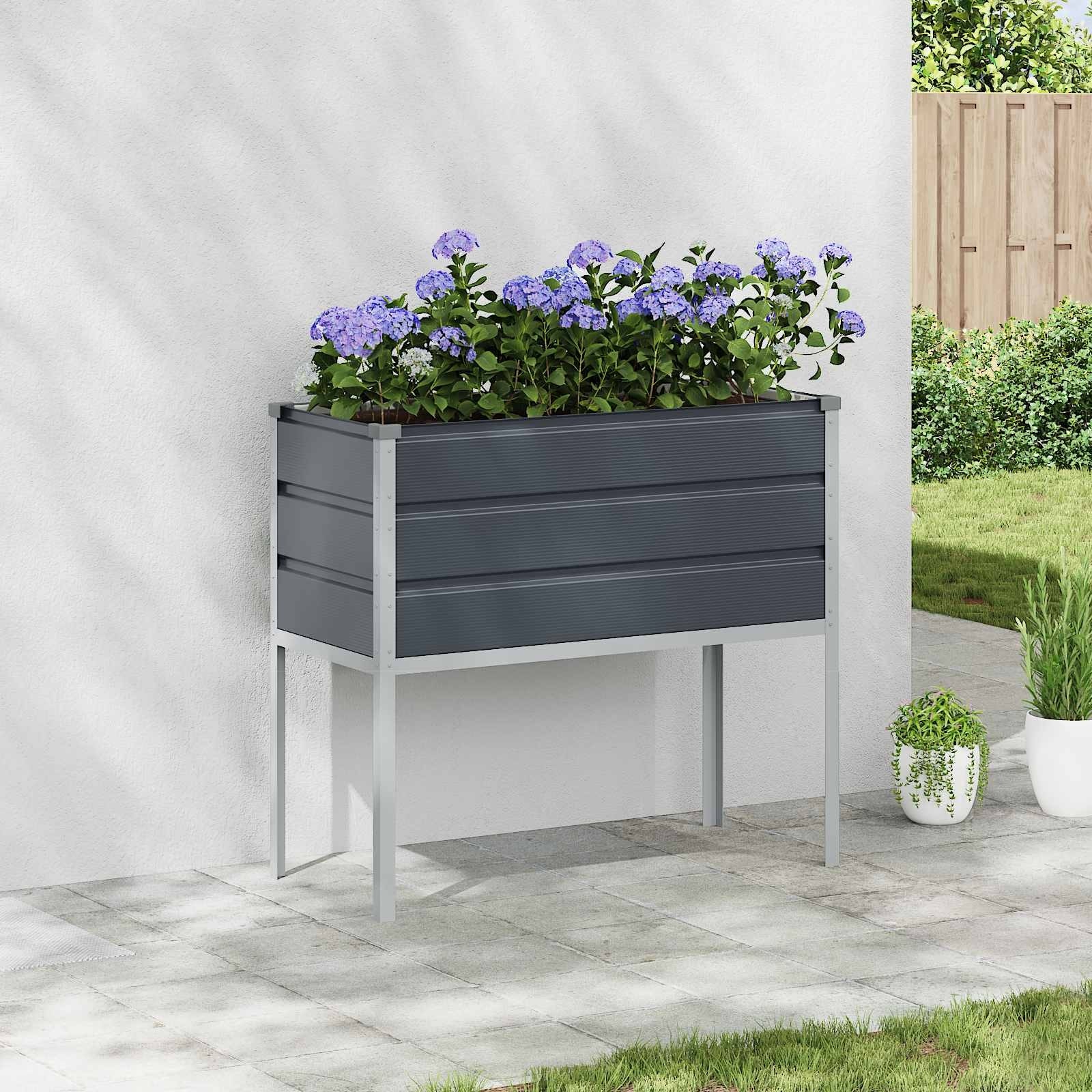 vidaXL Planter 100 x 45 x 90 cm Galvanised Steel - 39.37 x 17.72 x 35.43