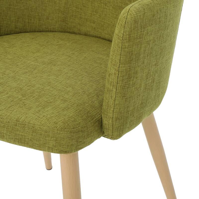 Modern Set of 2 Dining Chairs with Fabric Upholstered Backrest Seat, Wood Finish, Metal Legs for Dining Room Living Room