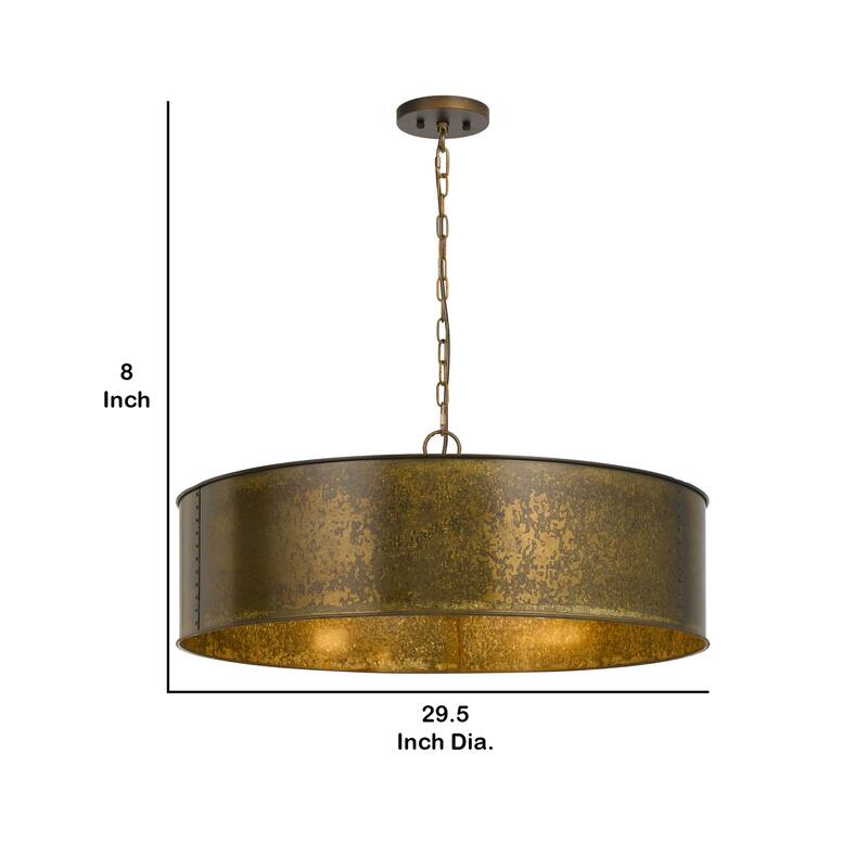 Modern Round Chandelier - 60 Inch Metal Frame, 6ft Chain, 5 Lights, Distressed Gold Finish - 8
