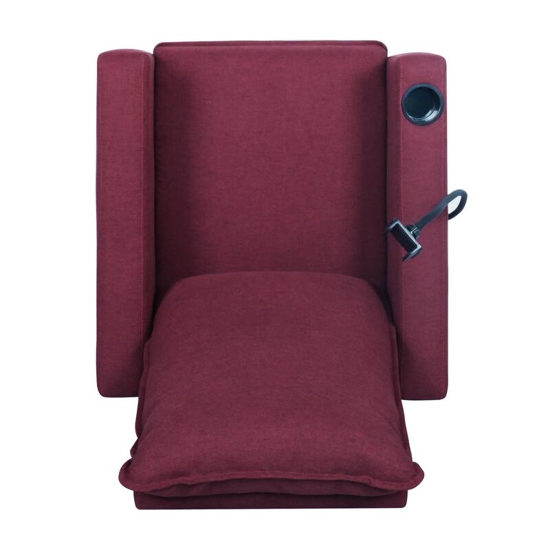 Polyester Recliner Chair with Phone Holder and Cup Holder, 3-Position Recline, 220lb Capacity