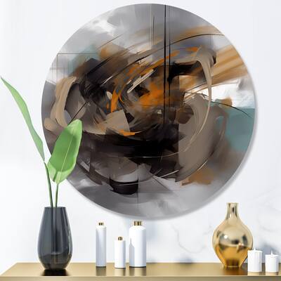 Designart "Abstract Design Shapes IV" Abstract Metal Round Wall Art