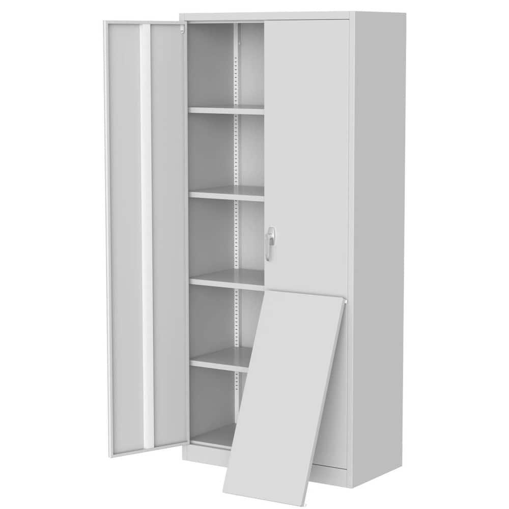 71" Metal Storage Cabinet with Doors for Garage, Office, Bedroom, Shop - N/A
