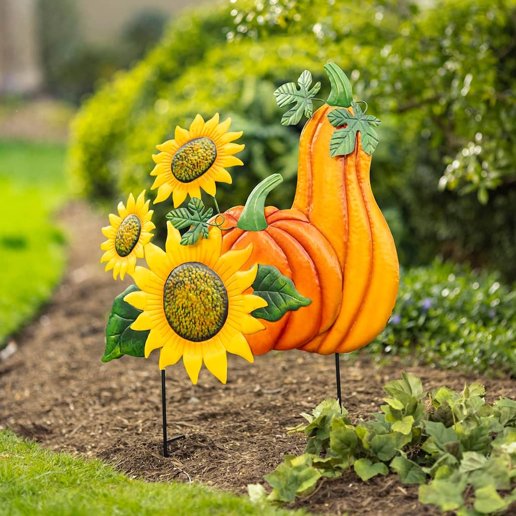 Embossed Pumpkin Sunflower Stake