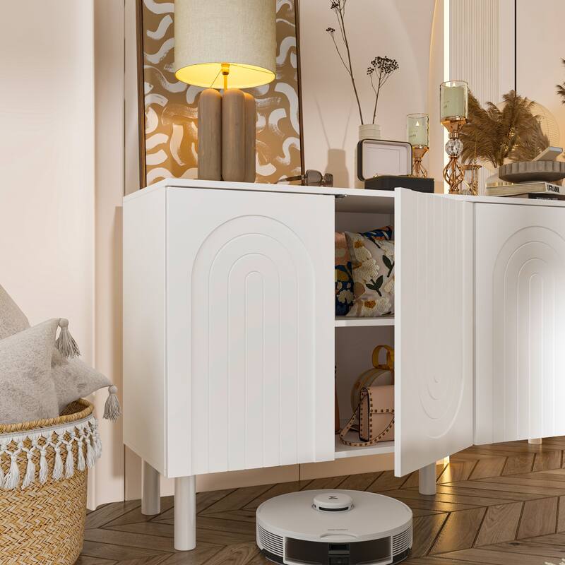 White Sideboard Bookcase Kitchen Cabinet Buffet Credenza End Table Whie/Black