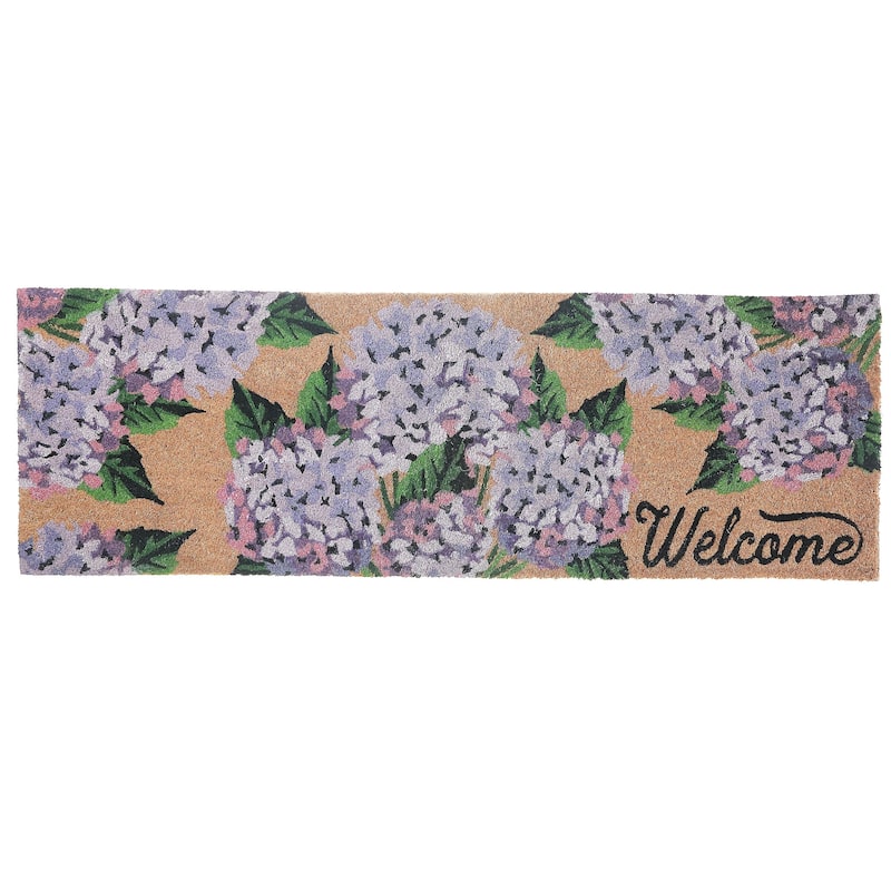 Coir Door Mat Hyrangea Welcome 16 X 48