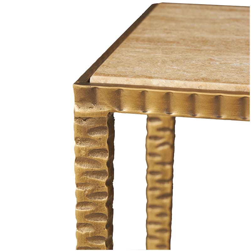Marble Console Table with Gold Metal Legs - Gold - Roche River Decor - 12"W x 37"L x 28"H