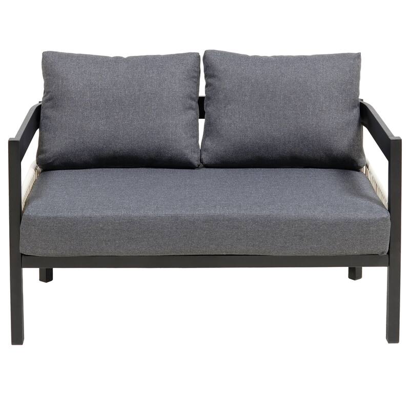 Modular Outdoor Sofa Set with PE Wicker & WPC Table, Rust-Proof Frame