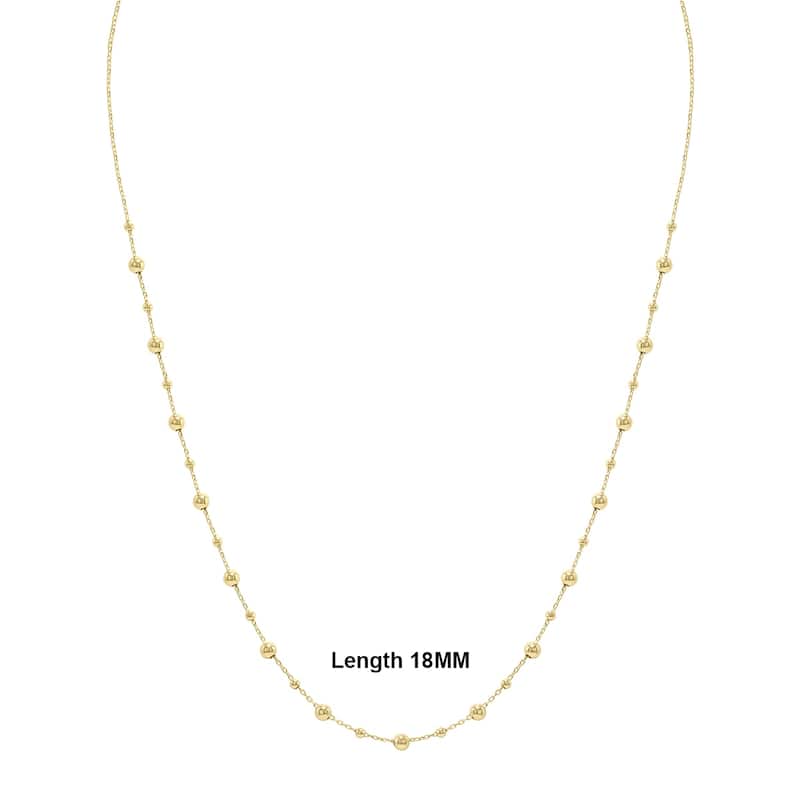 Marquee Jewels 14K Yellow Gold Bead Station Necklace with Lobster Clasps