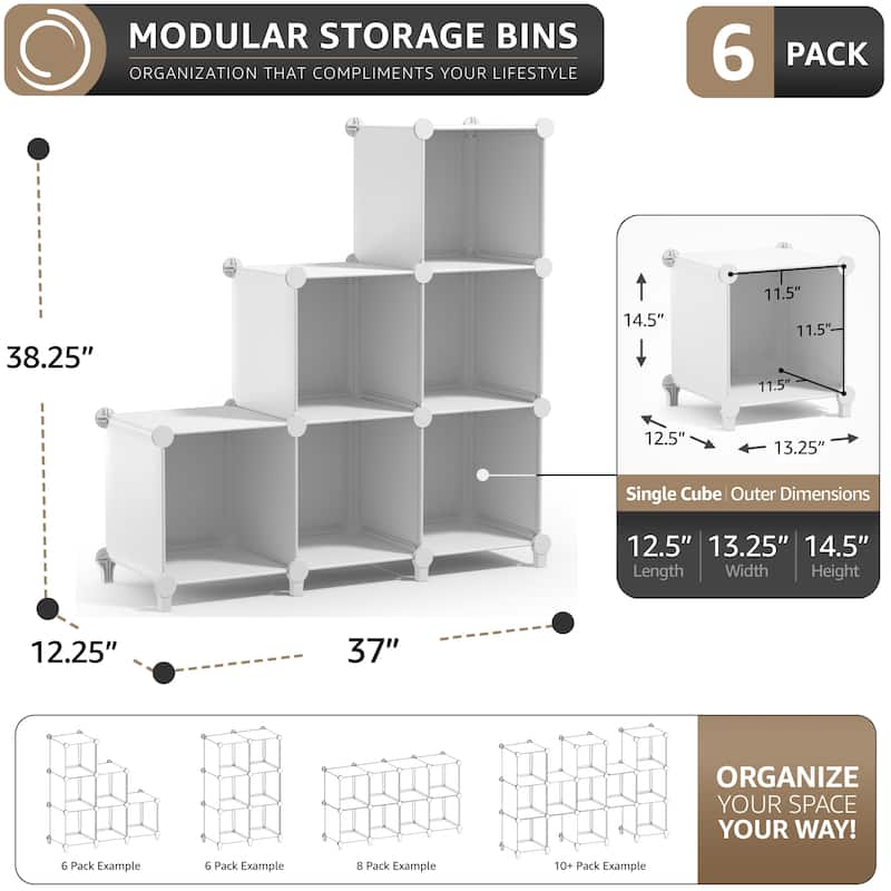 Sorbus Cube Storage Organizer – Waterproof Cubby Shelf for Closet, Toys, Books, Shoes, Décor – Space-Saving Bookshelf