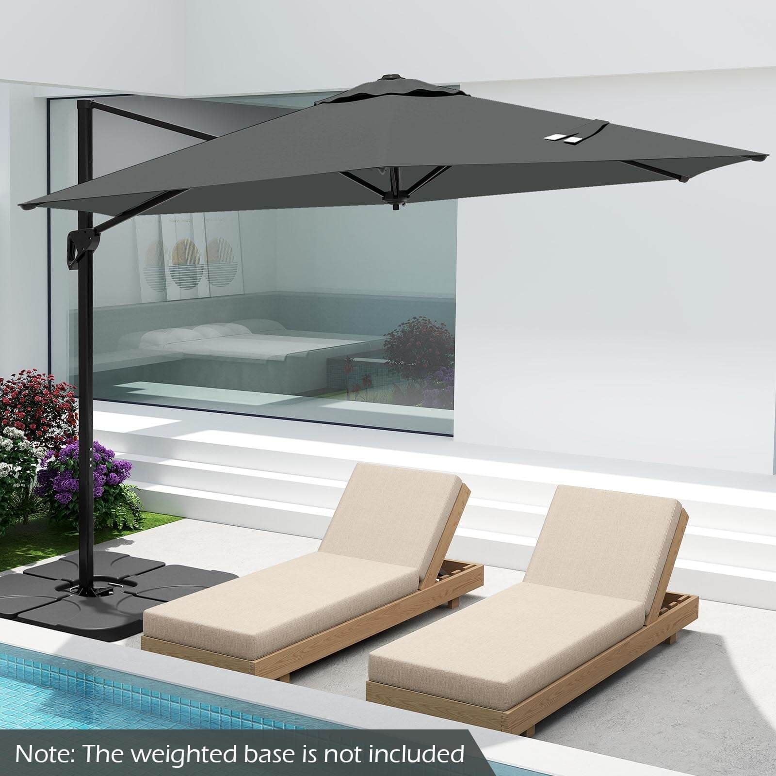 bronze cast aluminum patio table with umbrella hole W WARMHOL Bar Table, 38.5