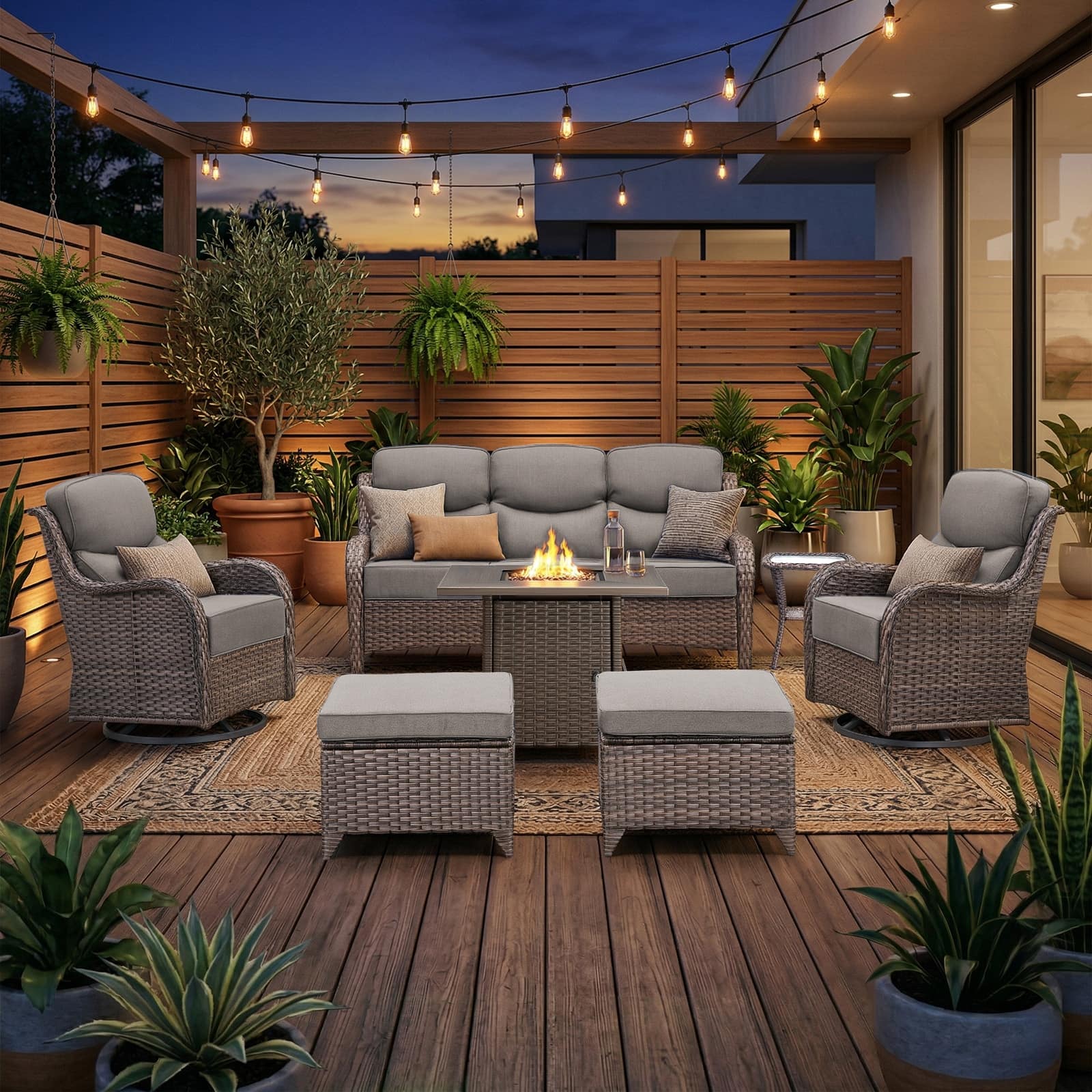 Option Brown Wicker & Gray Cushion