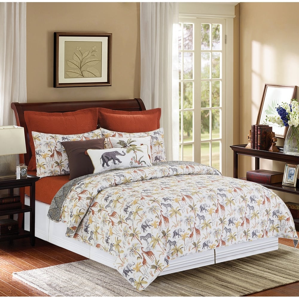 Serengeti Safari Cotton Quilt Set - Reversible and Machine Washable