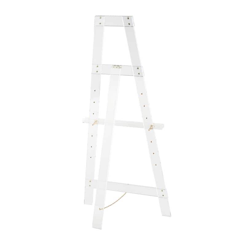 Acrylic Plastic Adjustable 7 Tier Display Easel with Silver or Gold Accents and Chain Support - Clear - Roche River Decor