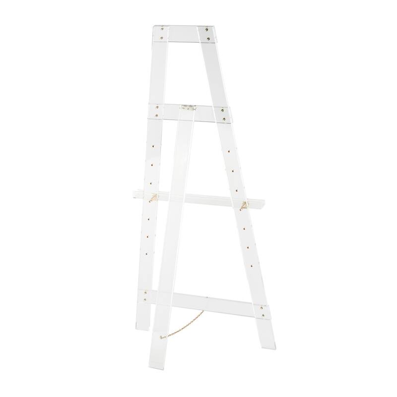 Clear Acrylic Plastic Adjustable 7 Tier Display Easel with Silver or Gold Accents and Chain Support