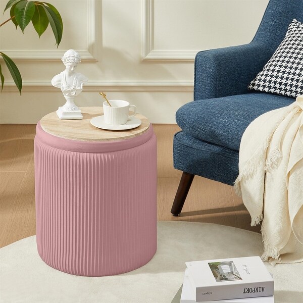 Round Boucle Upholstered Ottoman Set of 2 - Bed Bath & Beyond